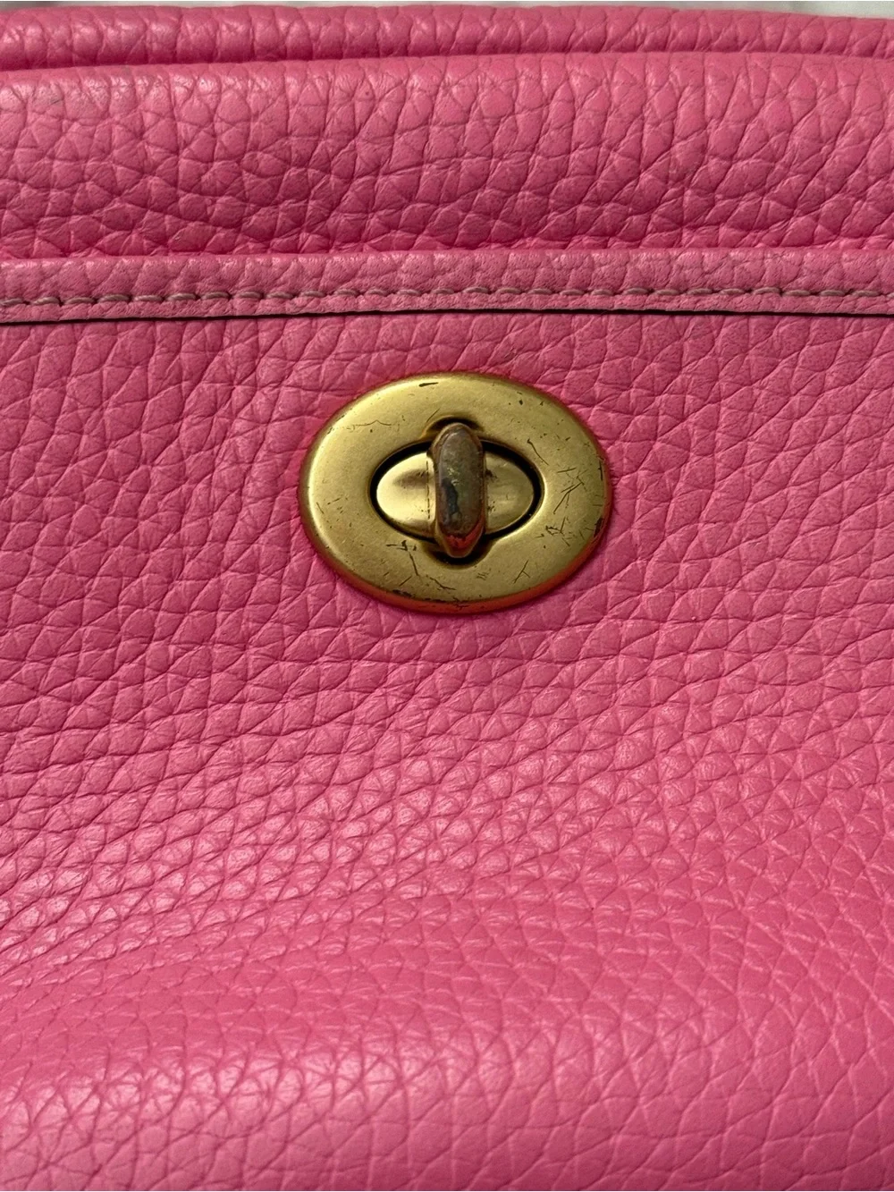 Coach Pink Leather Crossbody with Green and Pink Striped Strap